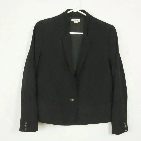 Helmut Lang Black Wool Single Button Closure Blazer Jacket Sz 10 - Picture 1 of 9
